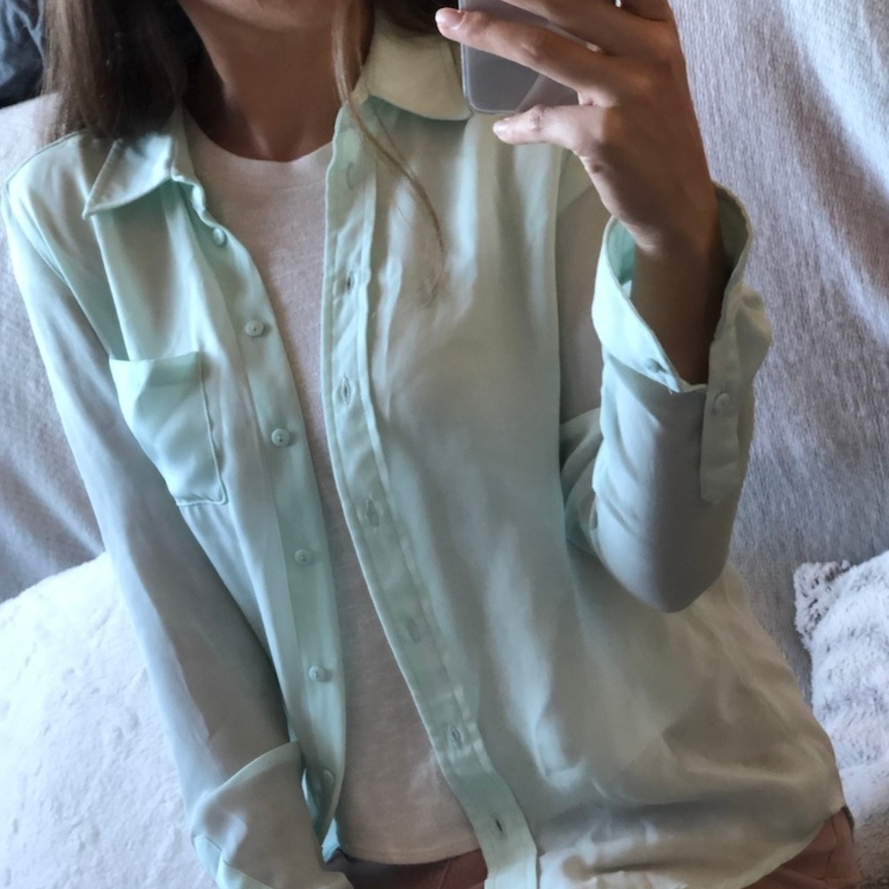 Topshop Mint Sheer Top